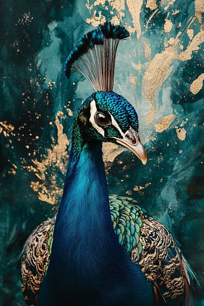 Paon élégant avec détails dorés par Imperial Art House