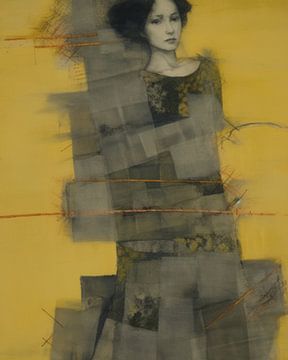 Porträt "Gelbes Colourblocking" von Carla Van Iersel