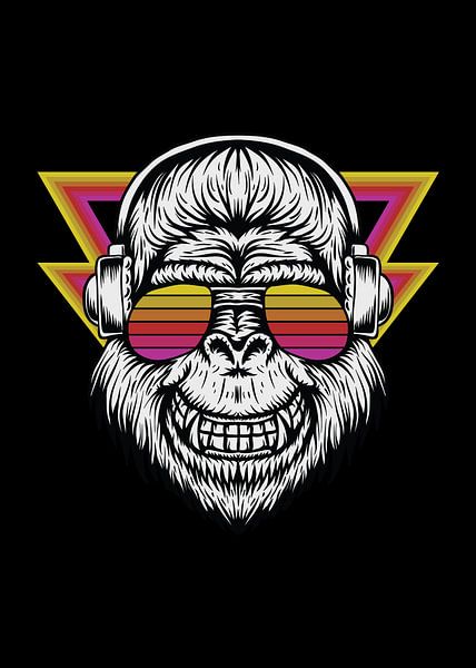 Smile White Monkey by Doms Art