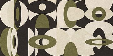 Geometria retrò. Bauhaus stijl abstract industrieel in pastel groen, beige, zwart V van Dina Dankers
