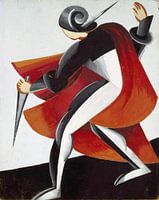 Figuur met dolk. Schets voor kostuum voor Shakespeare's Romeo en Julia. Aleksandra Ekster, 1921