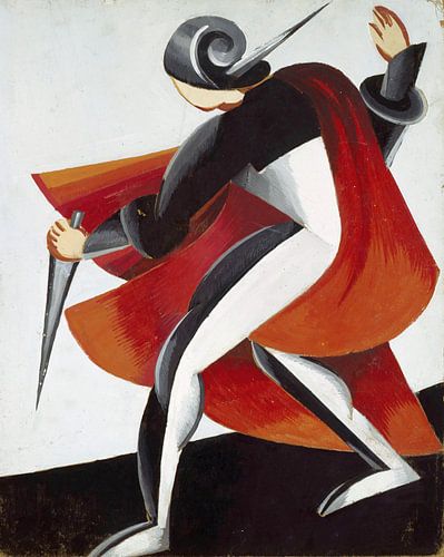 Figuur met dolk. Schets voor kostuum voor Shakespeare's Romeo en Julia. Aleksandra Ekster, 1921