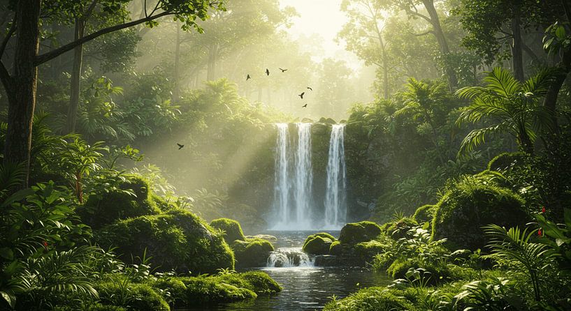 Ochtendvlucht bij de boswaterval van ButterflyPix