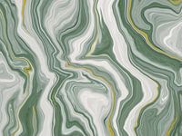 Green flowing shapes with gold detail