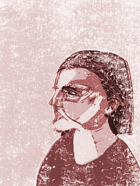 Porträt in Terrakotta-Rosa von Kirsten Benschop-Pater