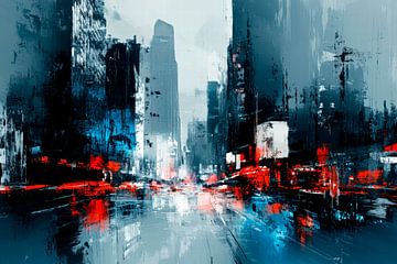 Urban night view in blue-red by Poster Art Shop