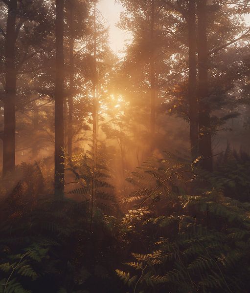 Verzauberte Waldszene von fernlichtsicht