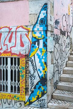 Graffiti in Lisbon of a fish. by Christa Stroo photography