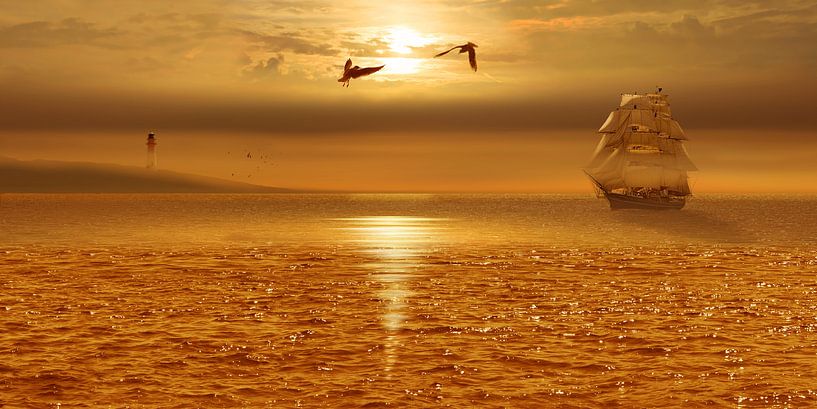Homewards into the harbor by Monika Jüngling