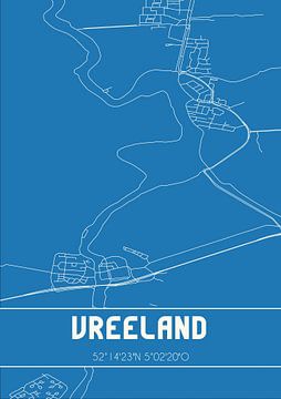 Blauwdruk | Landkaart | Vreeland (Utrecht) van MijnStadsPoster
