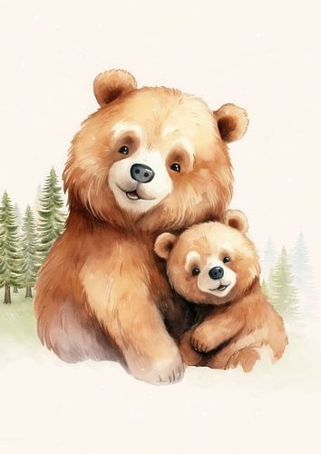 Cute big and little bear nursery