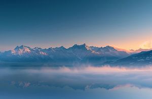 Wolken umarmen Berggipfel