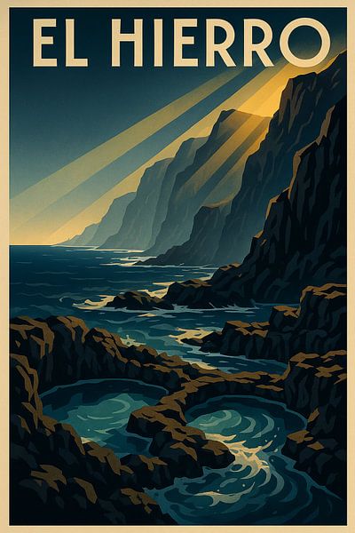 El Hierro Art Deco Coastal Landscape Poster par Travel Shop