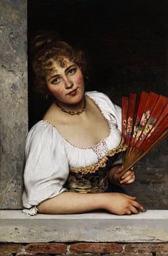 Eugen de Blaas, De rode waaier - 1892 van Atelier Liesjes
