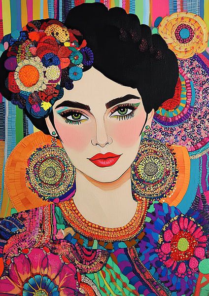 Feminism Portrait Latina Earrings Colourful by Niklas Maximilian