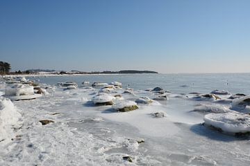 Eisschollen, Südstrand, Göhren, zugefrorene Ostsee