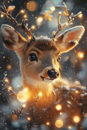 Winterglow - Stag in Magic Light - Deer