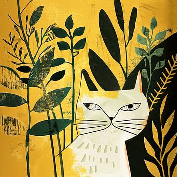 Grafische kunst kat van Vlindertuin Art