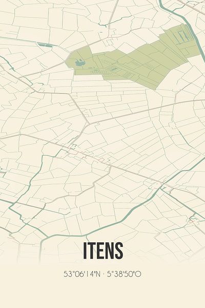 Carte ancienne d'Itens (Fryslan) par Affiches de lieux