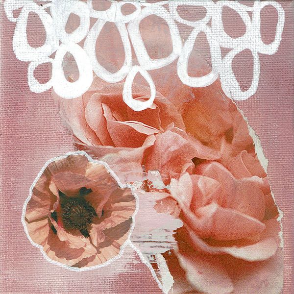Floral Collage Anemone in Pink by Behindthegray