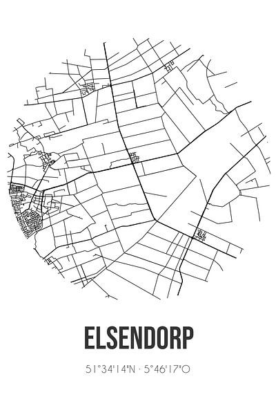 Elsendorp (Noord-Brabant) | Map | Black and white by Prints of Place