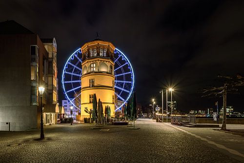 Castle tower and ferris wheel in Dusseldorf
