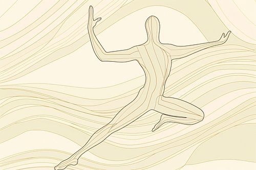 Abstracte dansende figuur met vloeiende lijnen