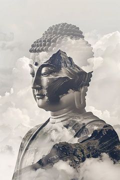 Boeddha in de wolken van Poster Art Shop