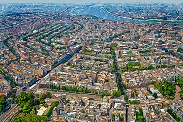 Schilderij luchtfoto Amsterdam van Anton de Zeeuw