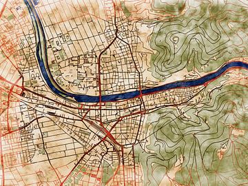 Kaart van Heidelberg in de stijl 'Serene Summer' van Maporia