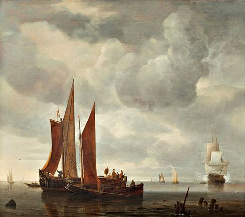 Schepen buiten Dordrecht, Hendrick Jacobsz. Dubbels