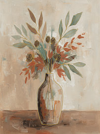 Nature morte minimaliste et pleine de charme, dans des tons chauds d'automne