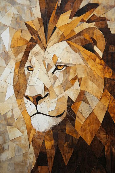Geometrisches Löwenporträt in Erdtönen von Poster Art Shop