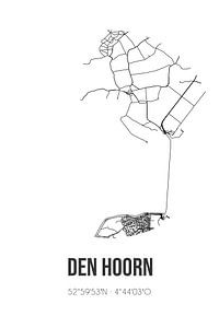 Den Hoorn (Noord-Holland) | Carte | Noir et blanc sur Rezona