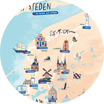 Friese elf steden plattegrond van Karin van der Vegt