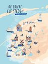 Friese elf steden plattegrond van Karin van der Vegt thumbnail