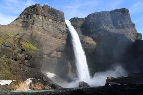 Háifoss waterfall in the Icelandic highlands