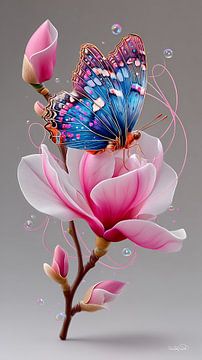vlinder op bloem van Gelissen Artworks