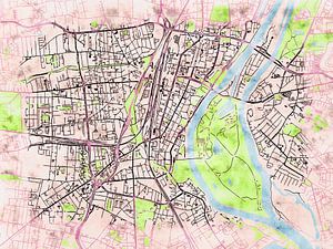 Karte von Magdeburg centrum im stil 'Soothing Spring'