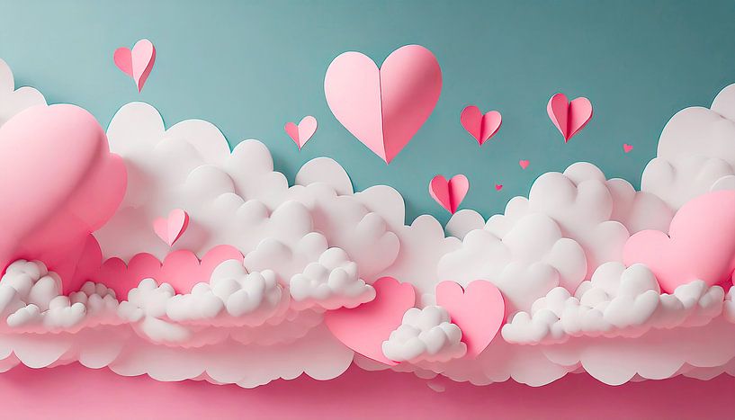 Nuages avec des cœurs par Mustafa Kurnaz