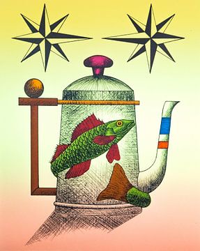 Coffee pot with fish