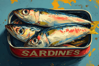 Bunte Sardinenkonserven