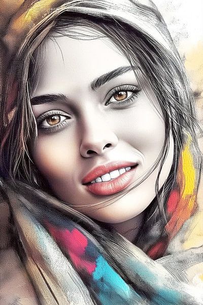 Women's Face Amber Eyes: A Window to the Soul by Color Square