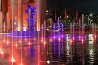 Nighttime Spectacle: Illuminated Fountains Enchant Hengelo Town Centre
