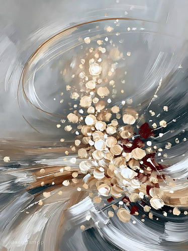 Gold and Grey Abstract Painting: Golden Light Rising from the Mist