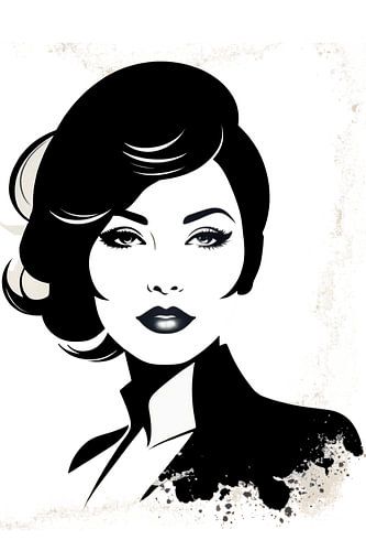 De moderne vrouw - minimale z/w illustratie