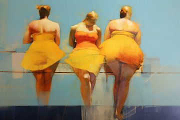 Bodypositivity, abstract portret van drie vrouwen van Studio Allee