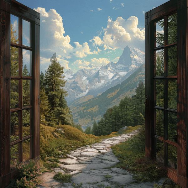 Window view of the Alps by Poster Art Shop