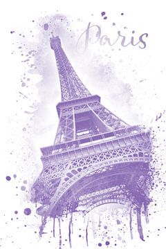 Eiffelturm Aquarell | violett von Melanie Viola