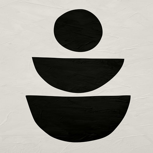 Minimalistische abstrakte Kunst mit organischen Formen in Erdtönen